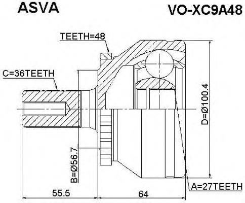Junta homocinética externa dianteira VOXC9A48 Asva