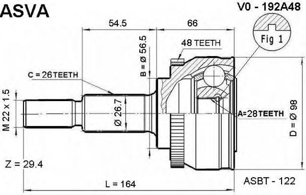 ШРУС наружный передний VO192A48 Asva