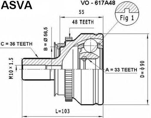 ШРУС наружный передний VO617A48 Asva