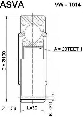 VW1014 Asva junta homocinética interna dianteira