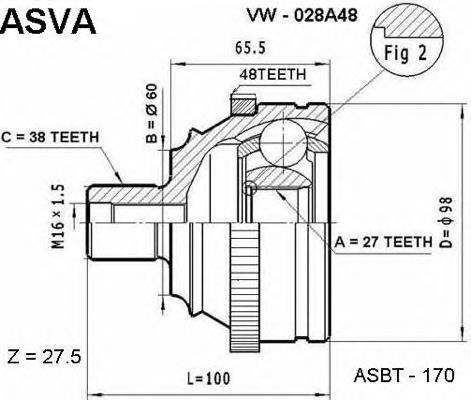 ШРУС наружный передний VW028A48 Asva