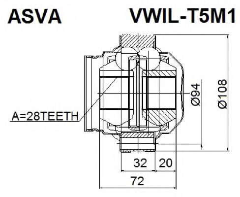 VWILT5M1 Asva junta homocinética interna dianteira esquerda