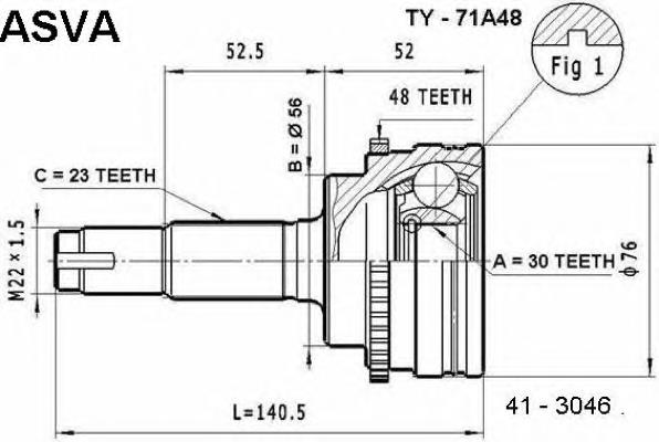 ШРУС наружный передний TY71A48 Asva