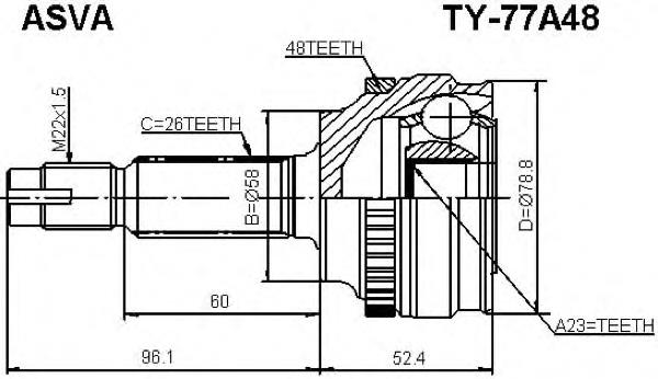 ШРУС наружный передний TY77A48 Asva