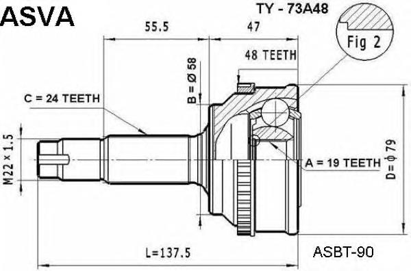 ШРУС наружный передний TY73A48 Asva