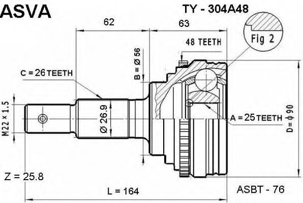 ШРУС наружный передний TY304A48 Asva