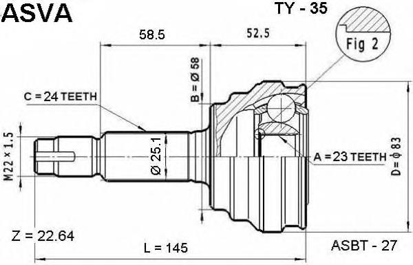 Junta homocinética externa dianteira GI265 Japan Parts