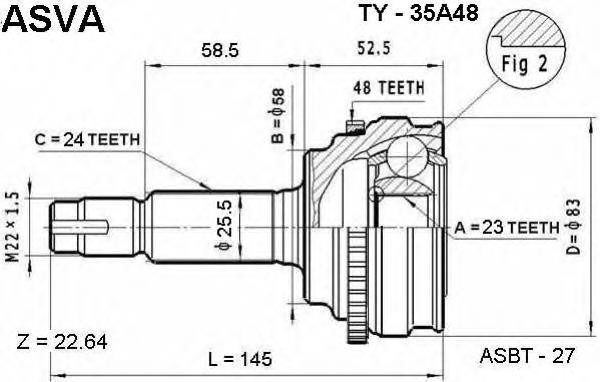 ШРУС наружный передний TY35A48 Asva