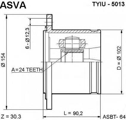 TYIU5013 Asva junta homocinética interna dianteira