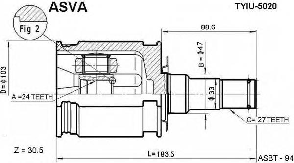 ШРУС внутренний передний TYIU5020 Asva