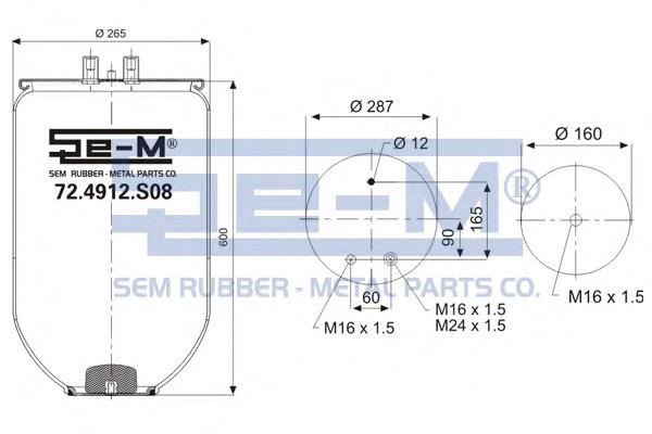 Рессора пневматической подвески SEM 724912S08 цена, от 90.56 USD