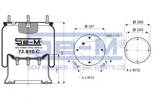 72.810.C SEM coxim pneumático (suspensão de lâminas pneumática do eixo traseiro)