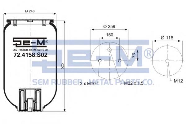 72.4158.S02 SEM coxim pneumático (suspensão de lâminas pneumática do eixo)