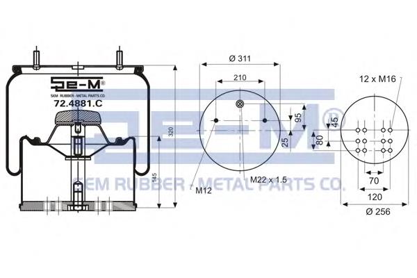 KG 4881 1NC Kraftiger coxim pneumático (suspensão de lâminas pneumática do eixo)