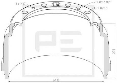 12608900A PE Automotive Тормозной барабан