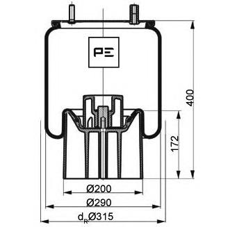 Coxim pneumático (suspensão de lâminas pneumática) do eixo SP554157KP10 Sampa Otomotiv‏