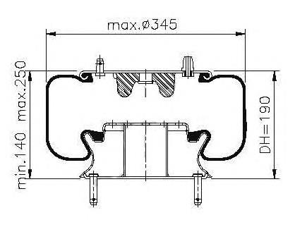 Coxim pneumático (suspensão de lâminas pneumática) do eixo SP556198K Sampa Otomotiv‏