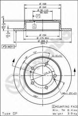 Купить 08563910 Brembo Диск тормозной задний