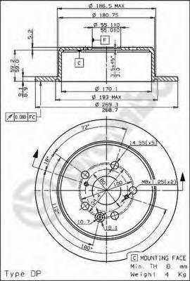 08.5625.40 Brembo disco do freio traseiro