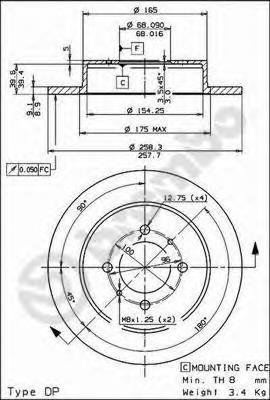 08.5443.40 Brembo disco do freio traseiro