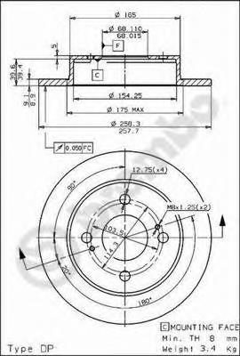 08544360 Brembo disco do freio traseiro