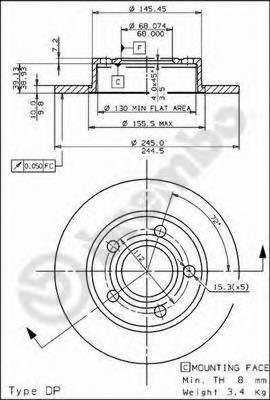 Disco do freio traseiro 08577510 Brembo