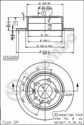 Disco do freio traseiro Opel Omega 16, 17, 19