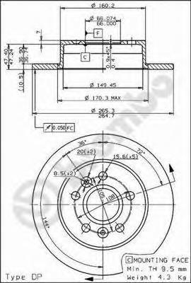 08670410 Brembo disco do freio traseiro