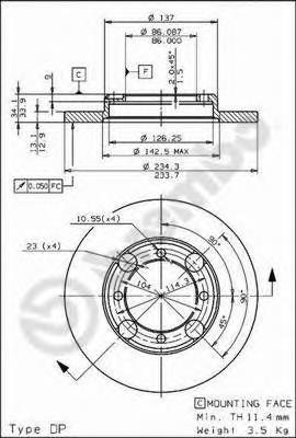 Disco do freio dianteiro 08707210 Brembo