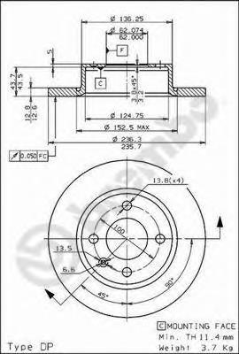 08723710 Brembo disco do freio dianteiro