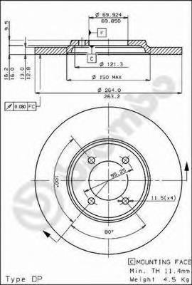 08255750 Brembo disco do freio traseiro