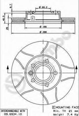 09693475 Brembo disco do freio dianteiro