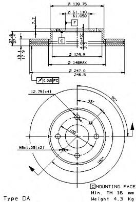 09694210 Brembo Диск тормозной передний