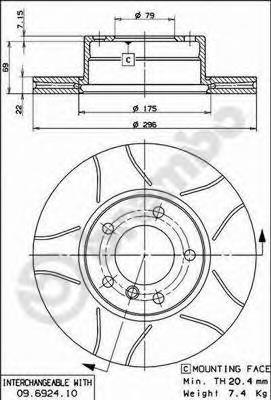 09.6924.75 Brembo disco do freio dianteiro