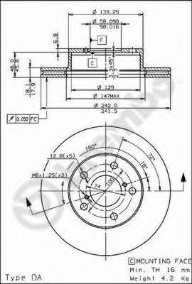 Disco do freio dianteiro 09687710 Brembo