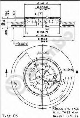 09592620 Brembo disco do freio dianteiro