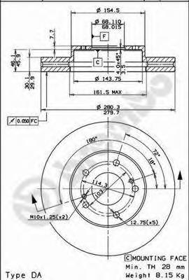 Купить 09593110 Brembo Ротор тормозной