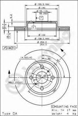 09676510 Brembo disco do freio dianteiro