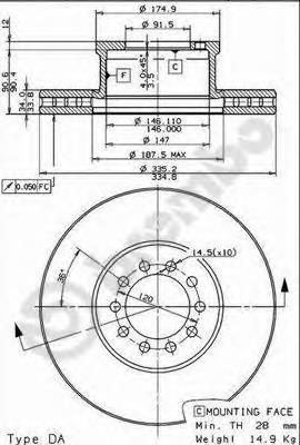 09.8574.10 Brembo disco do freio dianteiro