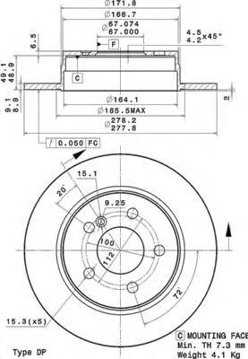 08A73711 Brembo disco do freio traseiro