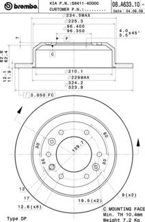 08A63310 Brembo disco do freio traseiro