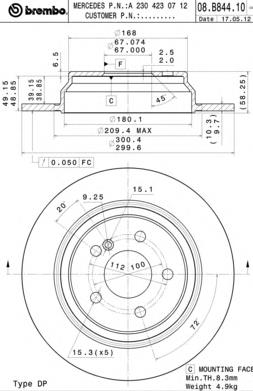 08B84411 Brembo disco do freio traseiro