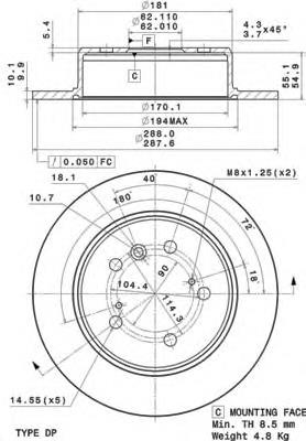 08A15010 Brembo disco do freio traseiro