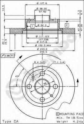 Диск тормозной передний 09428910 Brembo