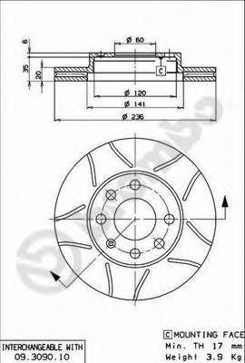 09.3090.75 Brembo disco do freio dianteiro