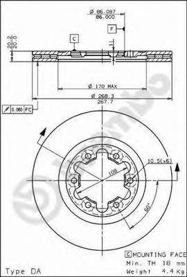 09563510 Brembo disco do freio dianteiro