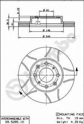 09.5285.75 Brembo disco do freio dianteiro