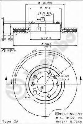 Передние тормозные диски 09526410 Brembo