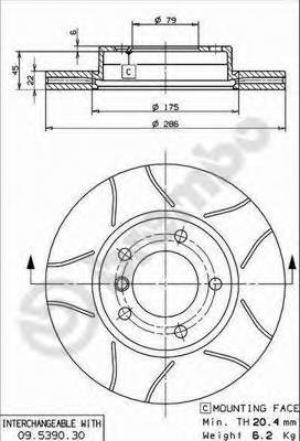 09.5390.77 Brembo disco do freio dianteiro