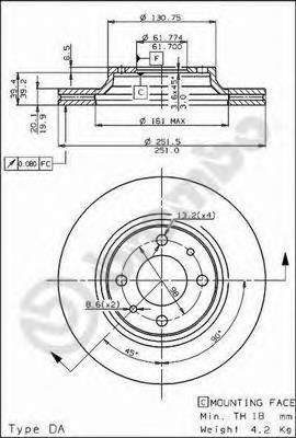 Тормоз дисковый передний Brembo 09530710 цена, от 42.47 USD